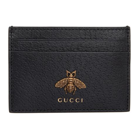 gucci bee card holder black